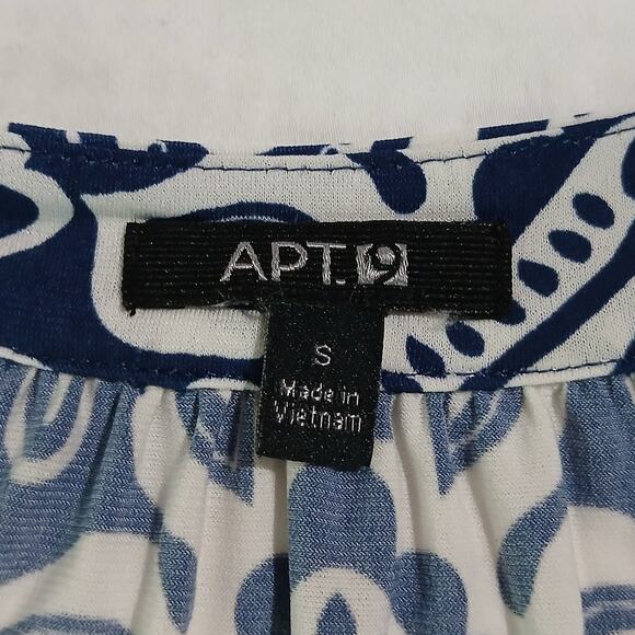 Apt 9 Small Halter Style Beaded Rounded-v-Neck Royal Blue White paisley A-line - Picture 2 of 15